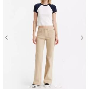 NWT Levi's Superlow Flare Jeans Women's 28x32 Beige Denim Low Rise Y2K